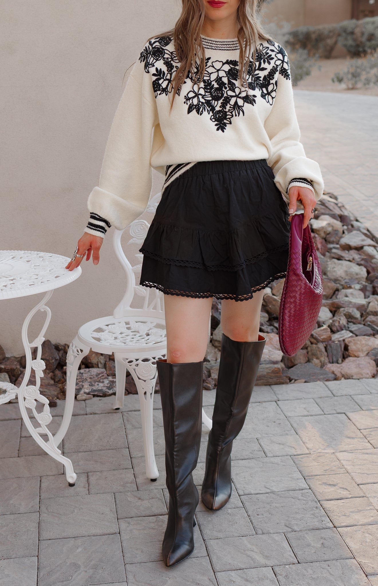 Sweetest Devotion Floral Stripe Embroidered Sweater-Sweaters-Krush Kandy, Women's Online Fashion Boutique Located in Phoenix, Arizona (Scottsdale Area)