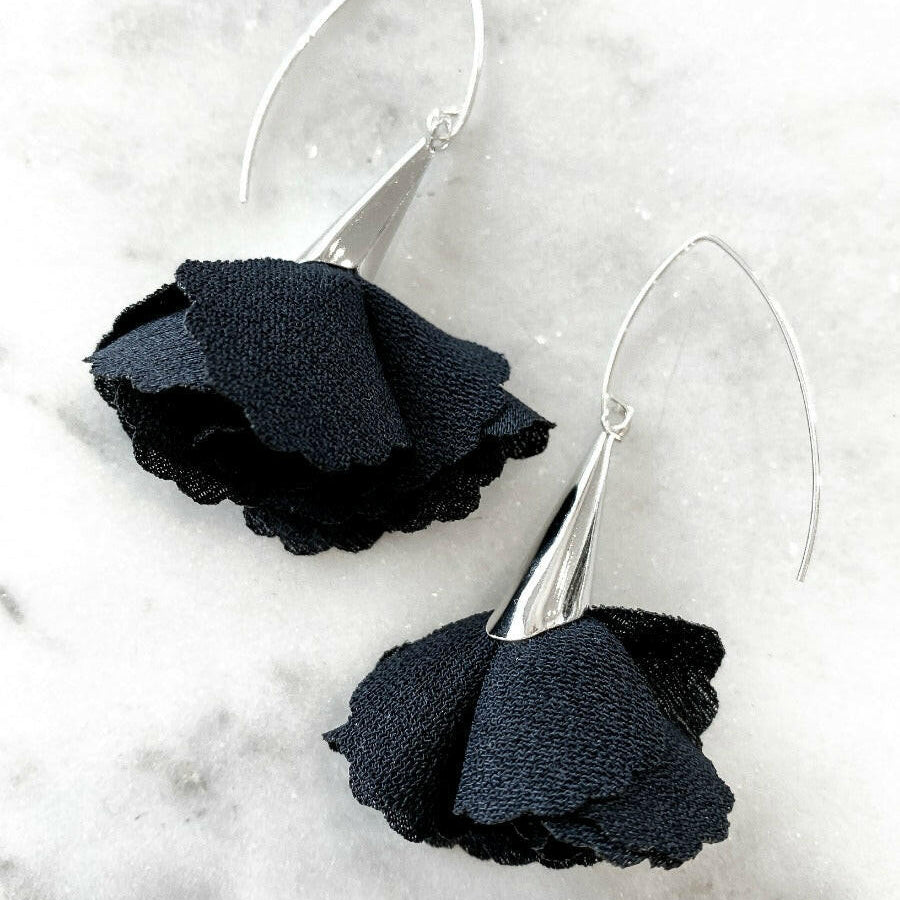 Silver Floral Drop Earring-Earrings-Krush Kandy, Women's Online Fashion Boutique Located in Phoenix, Arizona (Scottsdale Area)