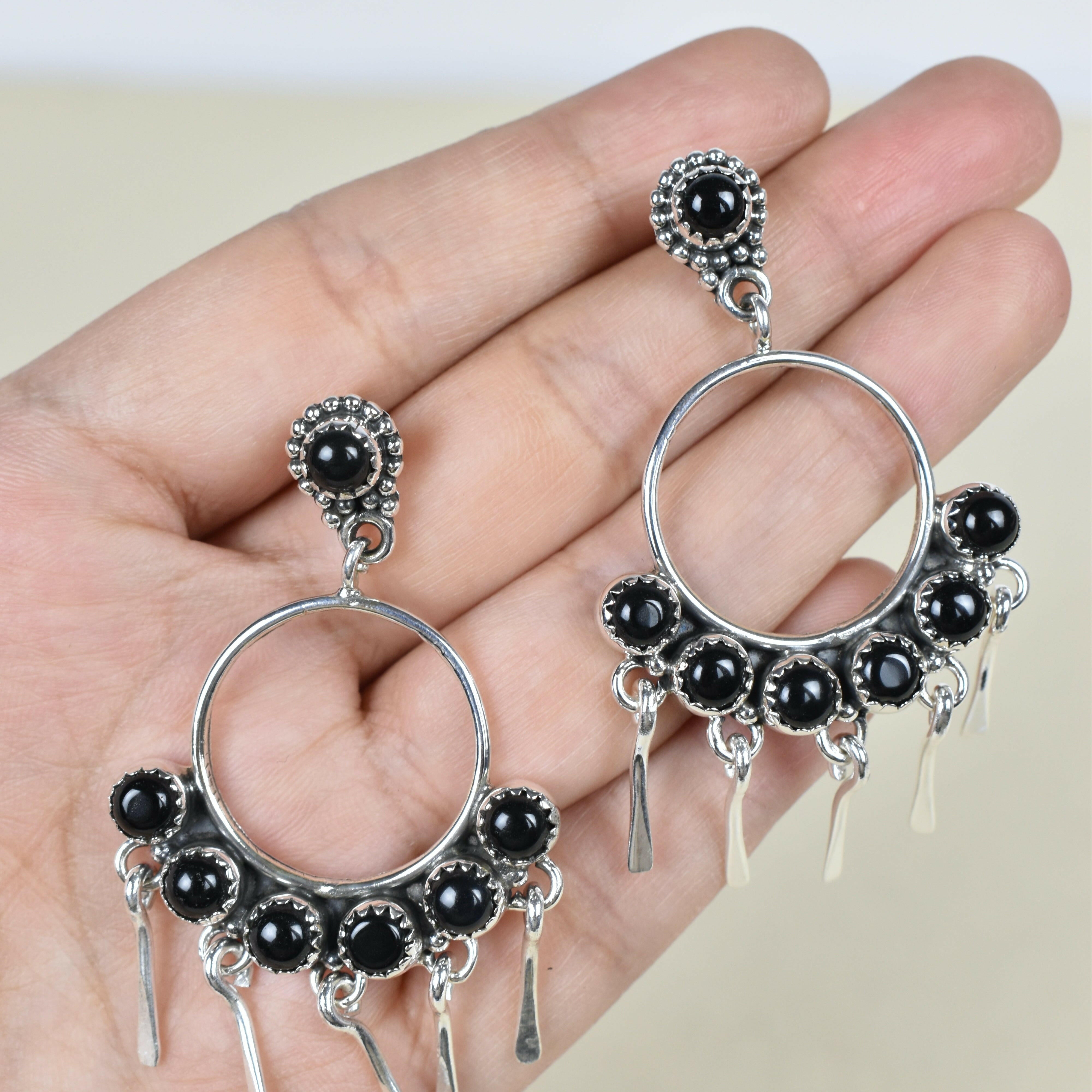 7 Jewel Hoop Studded Dangle Earring-Drop Earrings-Krush Kandy, Women's Online Fashion Boutique Located in Phoenix, Arizona (Scottsdale Area)