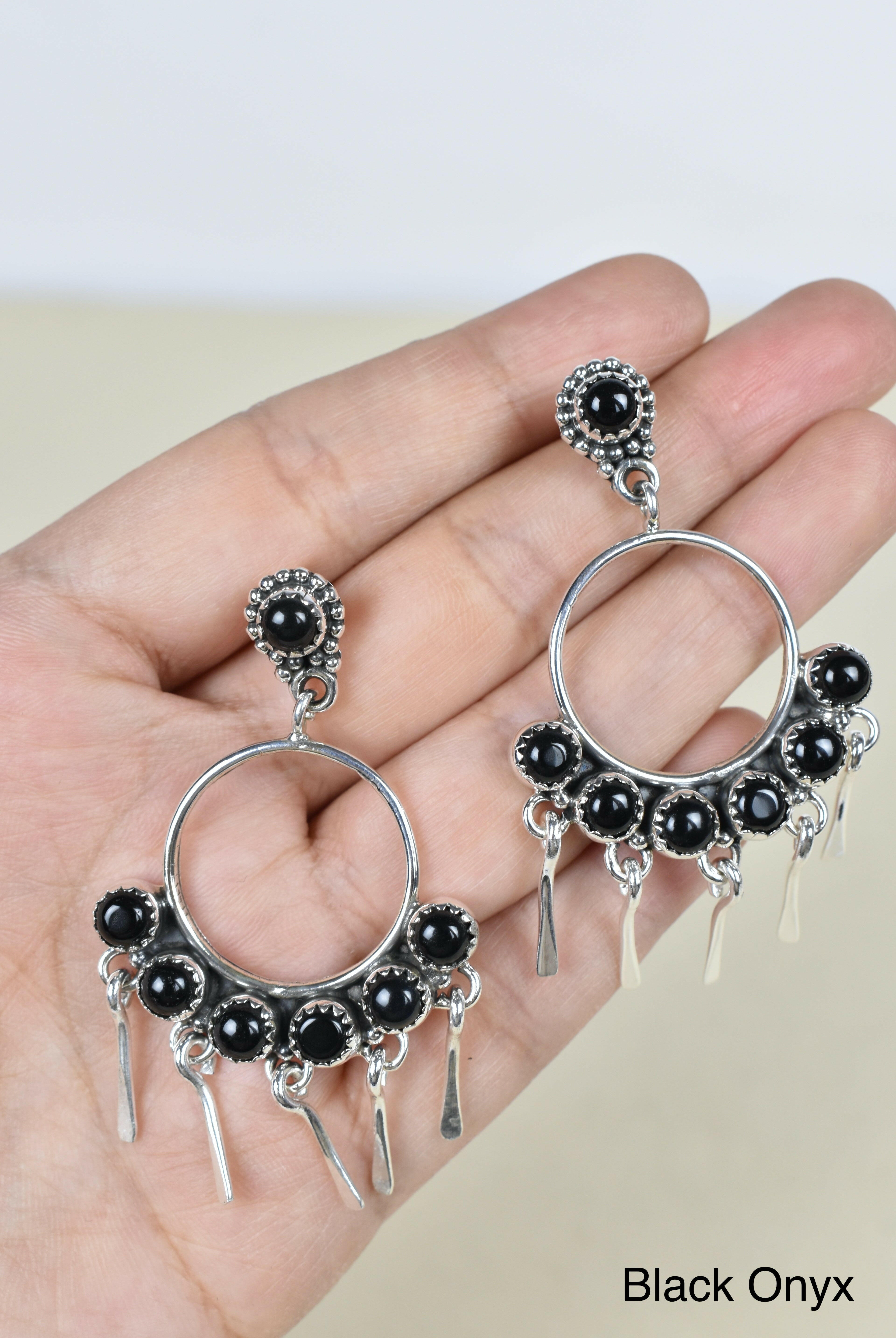 7 Jewel Hoop Studded Dangle Earring-Drop Earrings-Krush Kandy, Women's Online Fashion Boutique Located in Phoenix, Arizona (Scottsdale Area)