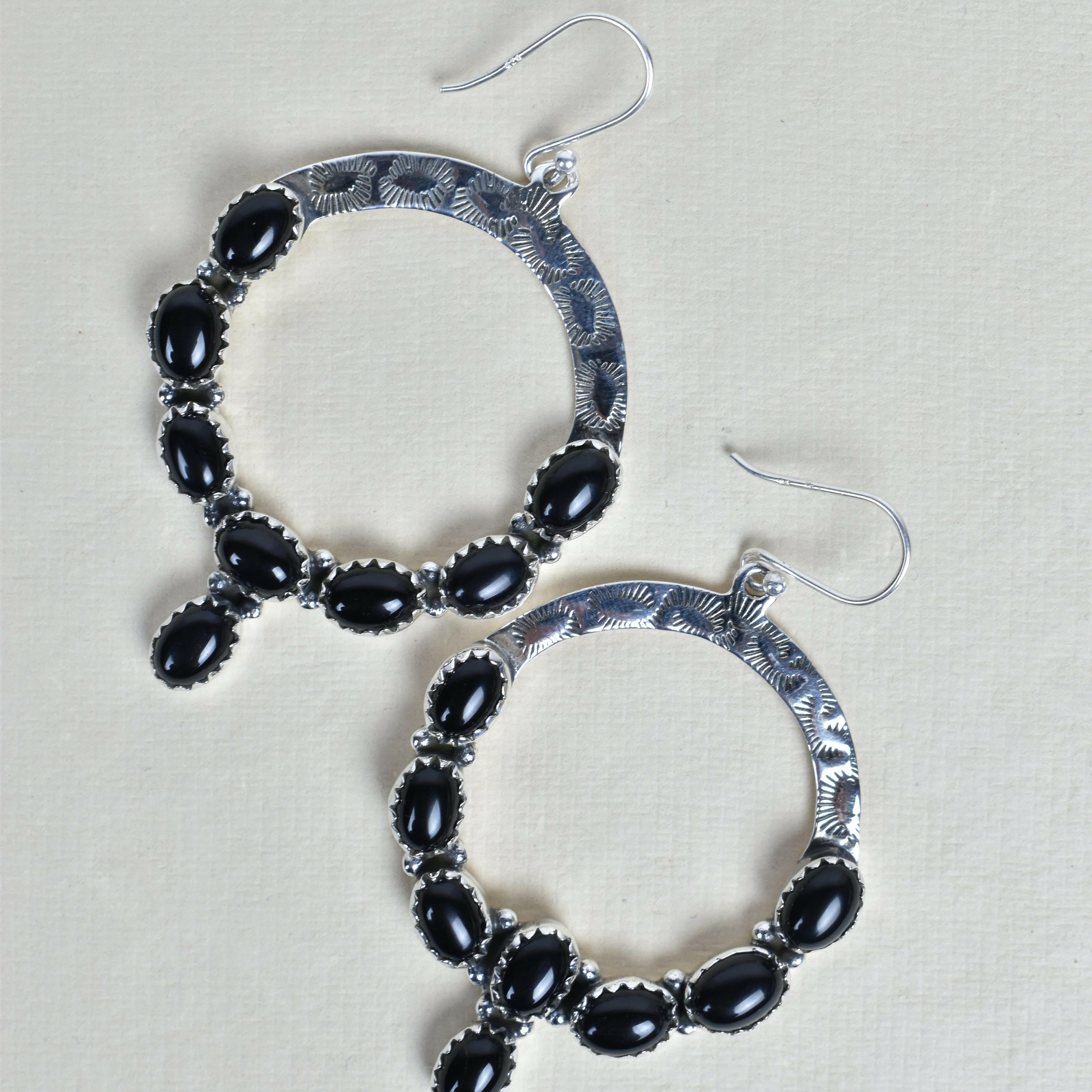 Hammered Hoop & Gemmed Loop Earring-Hoop Earrings-Krush Kandy, Women's Online Fashion Boutique Located in Phoenix, Arizona (Scottsdale Area)