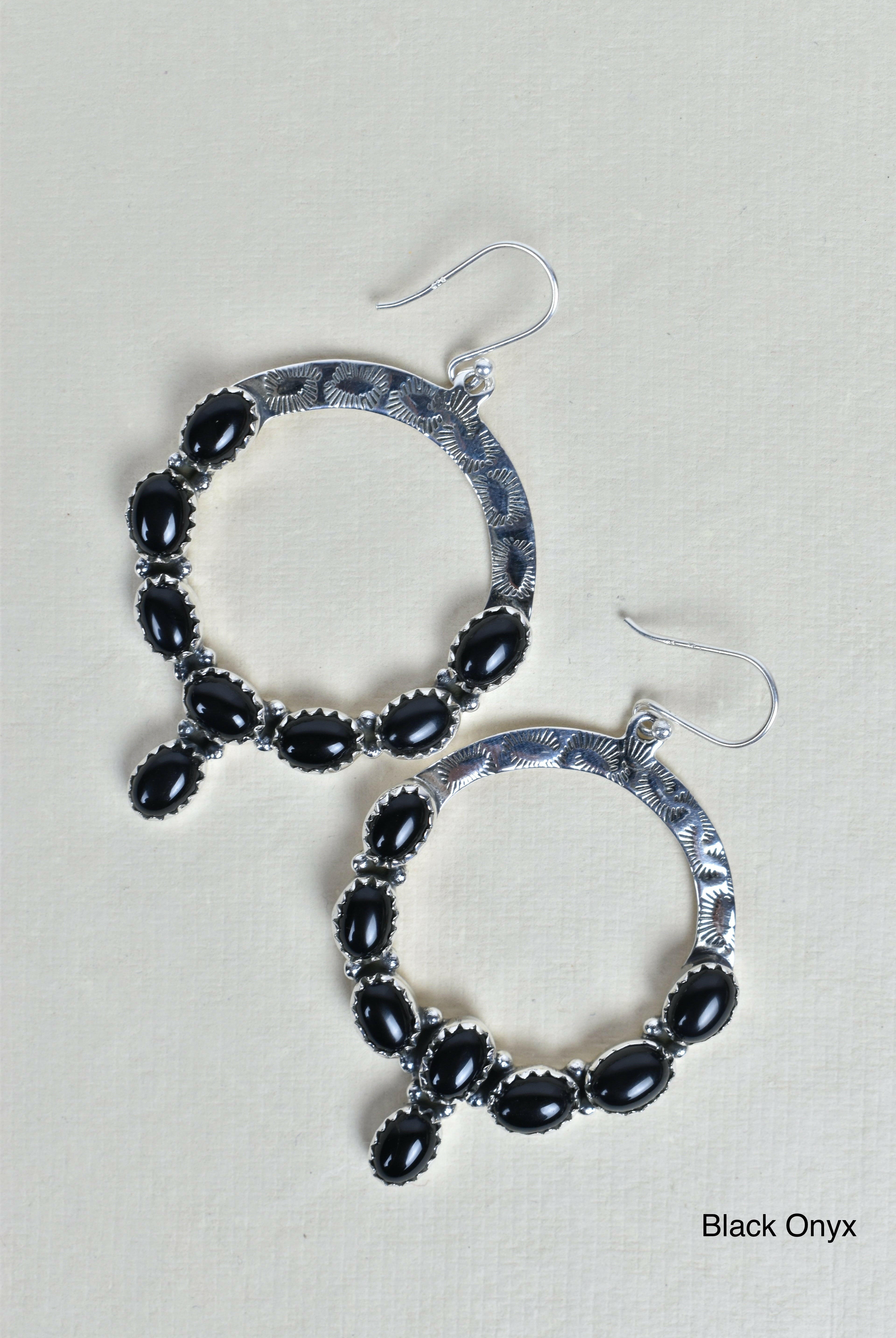 Hammered Hoop & Gemmed Loop Earring-Hoop Earrings-Krush Kandy, Women's Online Fashion Boutique Located in Phoenix, Arizona (Scottsdale Area)