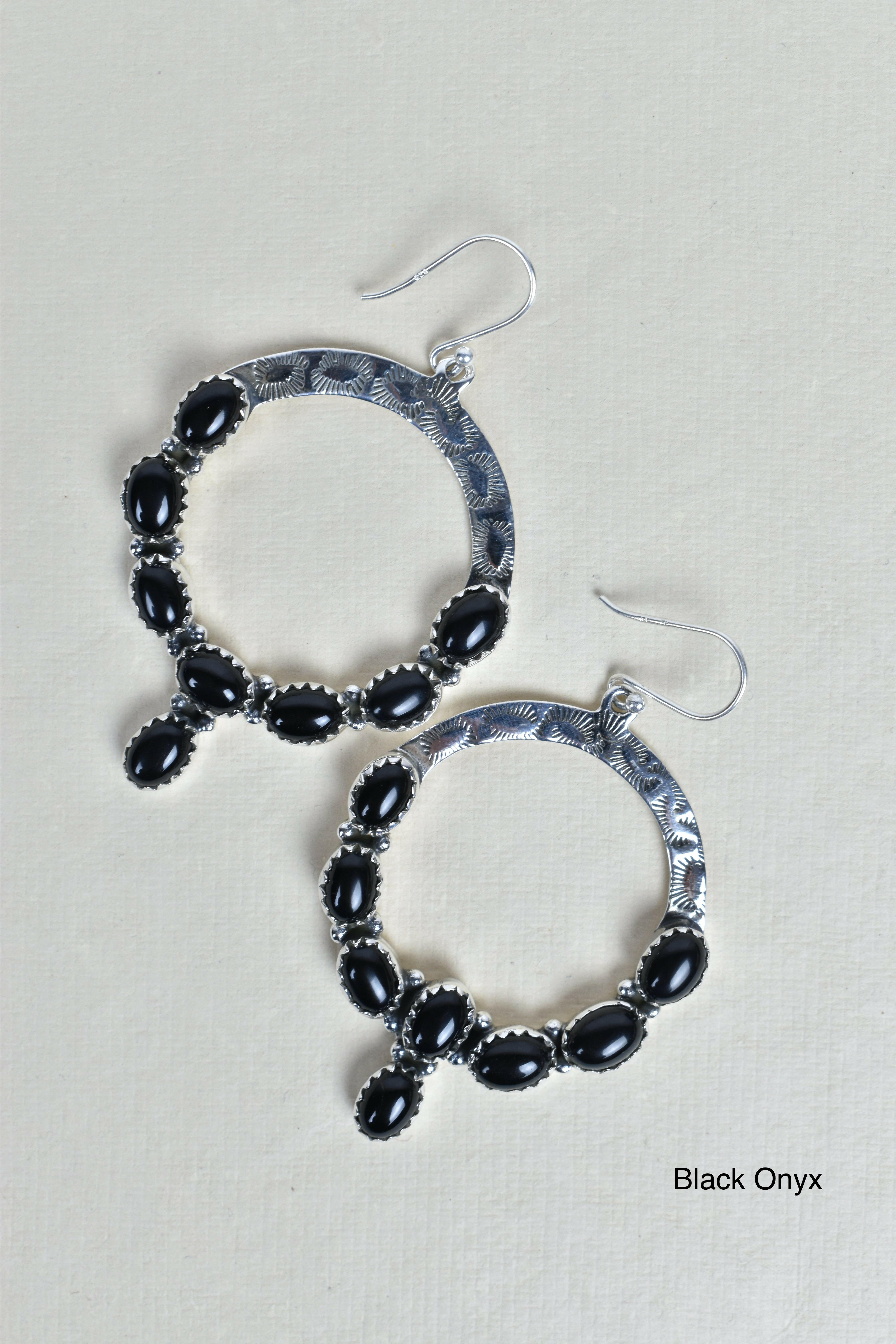 Hammered Hoop & Gemmed Loop Earring-Hoop Earrings-Krush Kandy, Women's Online Fashion Boutique Located in Phoenix, Arizona (Scottsdale Area)