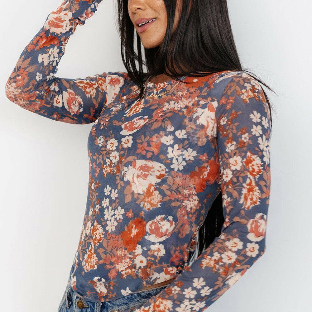 Floral Fantasy: Mesh Fitted Long Sleeve (3 Options!)-Long Sleeve Tops-Krush Kandy, Women's Online Fashion Boutique Located in Phoenix, Arizona (Scottsdale Area)