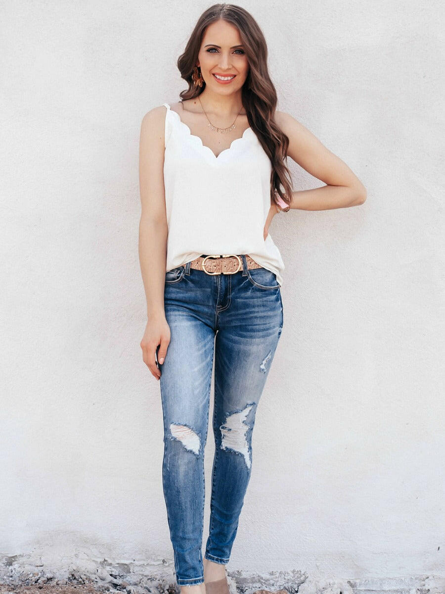 It's A Great Day Scalloped Tank | S-3X, 7 Colors-Tanks-Krush Kandy, Women's Online Fashion Boutique Located in Phoenix, Arizona (Scottsdale Area)