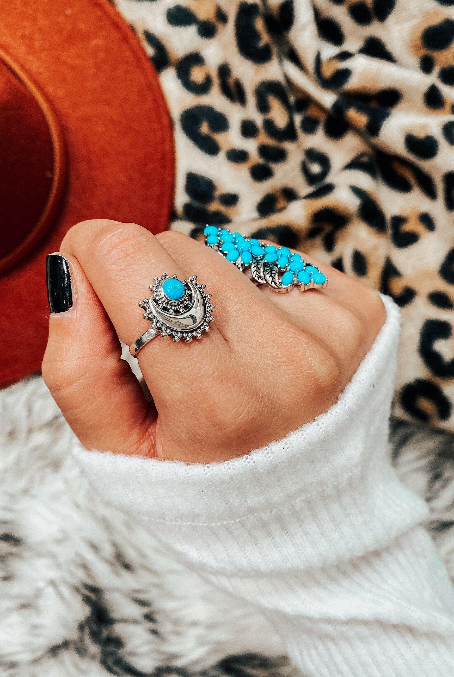 Silver Moon Turquoise Ring-Statement Rings-Krush Kandy, Women's Online Fashion Boutique Located in Phoenix, Arizona (Scottsdale Area)