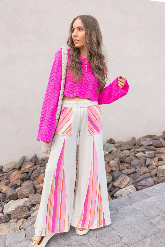 Boho Breeze Striped Wide-Leg Pants-Bottoms-Krush Kandy, Women's Online Fashion Boutique Located in Phoenix, Arizona (Scottsdale Area)