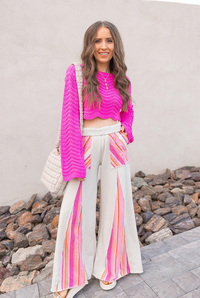 Boho Breeze Striped Wide-Leg Pants-Bottoms-Krush Kandy, Women's Online Fashion Boutique Located in Phoenix, Arizona (Scottsdale Area)