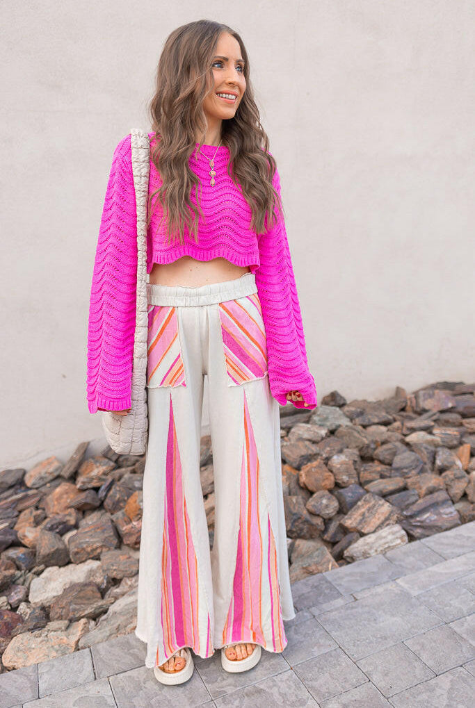 Boho Breeze Striped Wide-Leg Pants-Bottoms-Krush Kandy, Women's Online Fashion Boutique Located in Phoenix, Arizona (Scottsdale Area)