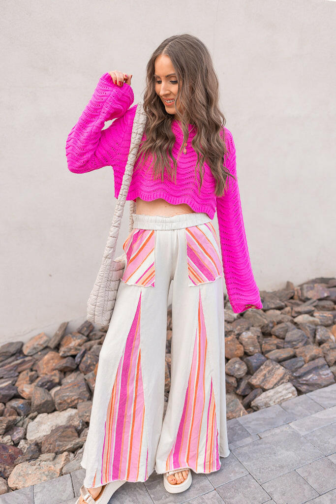 Boho Breeze Striped Wide-Leg Pants-Bottoms-Krush Kandy, Women's Online Fashion Boutique Located in Phoenix, Arizona (Scottsdale Area)