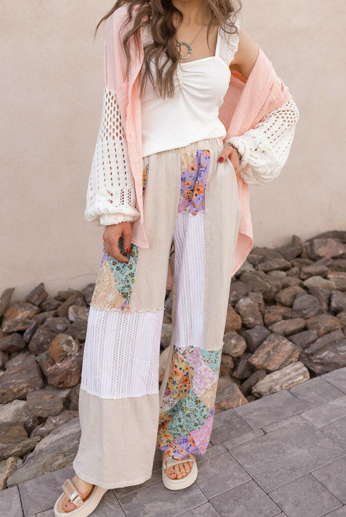 Boho Bliss Patchwork Pants-Bottoms-Krush Kandy, Women's Online Fashion Boutique Located in Phoenix, Arizona (Scottsdale Area)