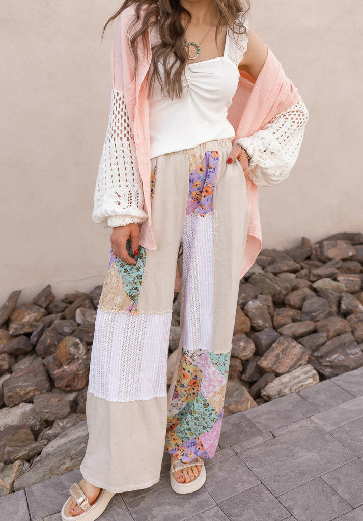 Boho Bliss Patchwork Pants-Bottoms-Krush Kandy, Women's Online Fashion Boutique Located in Phoenix, Arizona (Scottsdale Area)