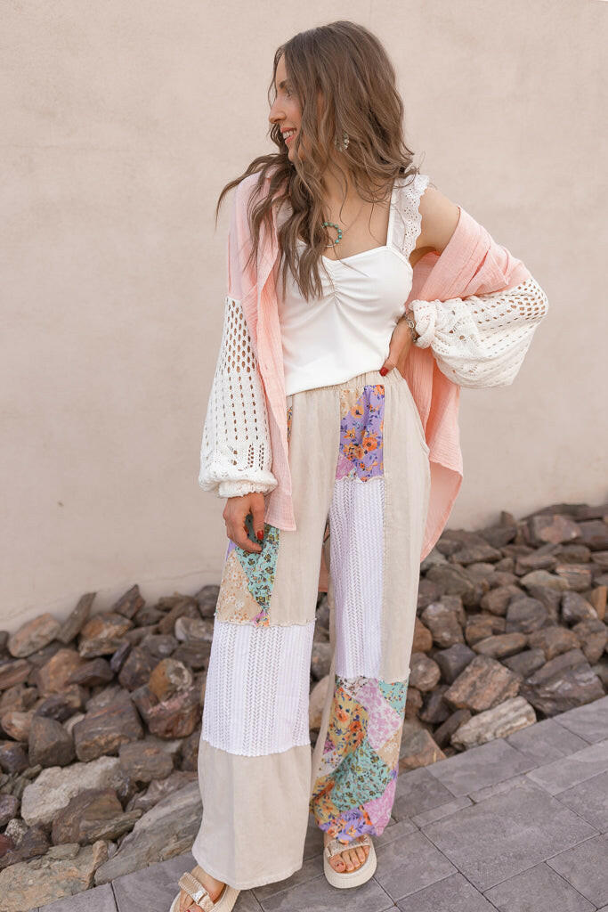 Boho Bliss Patchwork Pants-Bottoms-Krush Kandy, Women's Online Fashion Boutique Located in Phoenix, Arizona (Scottsdale Area)