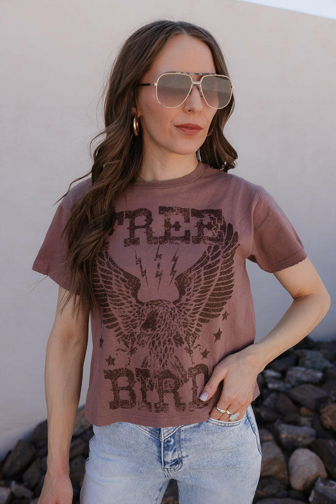 Free Bird Vintage Graphic S/S Seamless Faux Crop PREORDER-Graphic Tees-Krush Kandy, Women's Online Fashion Boutique Located in Phoenix, Arizona (Scottsdale Area)
