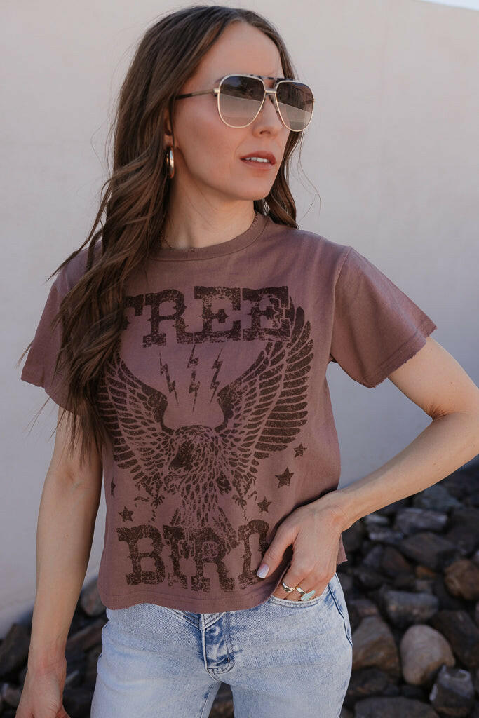 Free Bird Vintage Graphic S/S Seamless Faux Crop PREORDER-Graphic Tees-Krush Kandy, Women's Online Fashion Boutique Located in Phoenix, Arizona (Scottsdale Area)