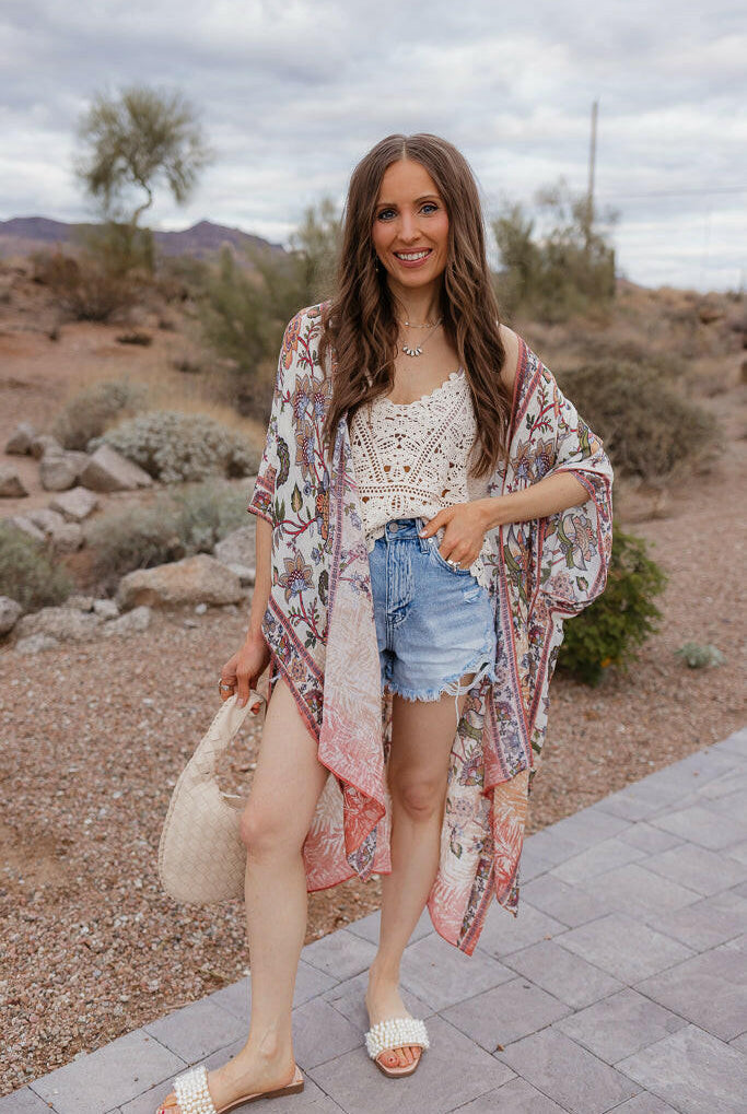 Shalimar Floral Kimono-Kimono-Krush Kandy, Women's Online Fashion Boutique Located in Phoenix, Arizona (Scottsdale Area)