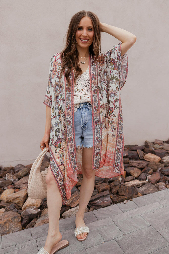Shalimar Floral Kimono-Kimono-Krush Kandy, Women's Online Fashion Boutique Located in Phoenix, Arizona (Scottsdale Area)