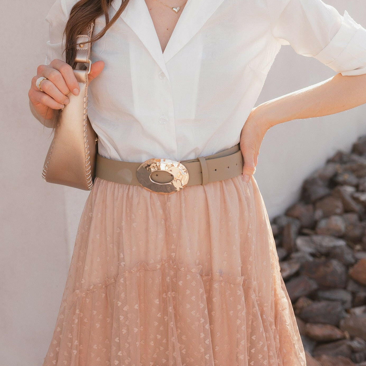 Brighter Days Metal Oval Buckle Belt-Belts-Krush Kandy, Women's Online Fashion Boutique Located in Phoenix, Arizona (Scottsdale Area)