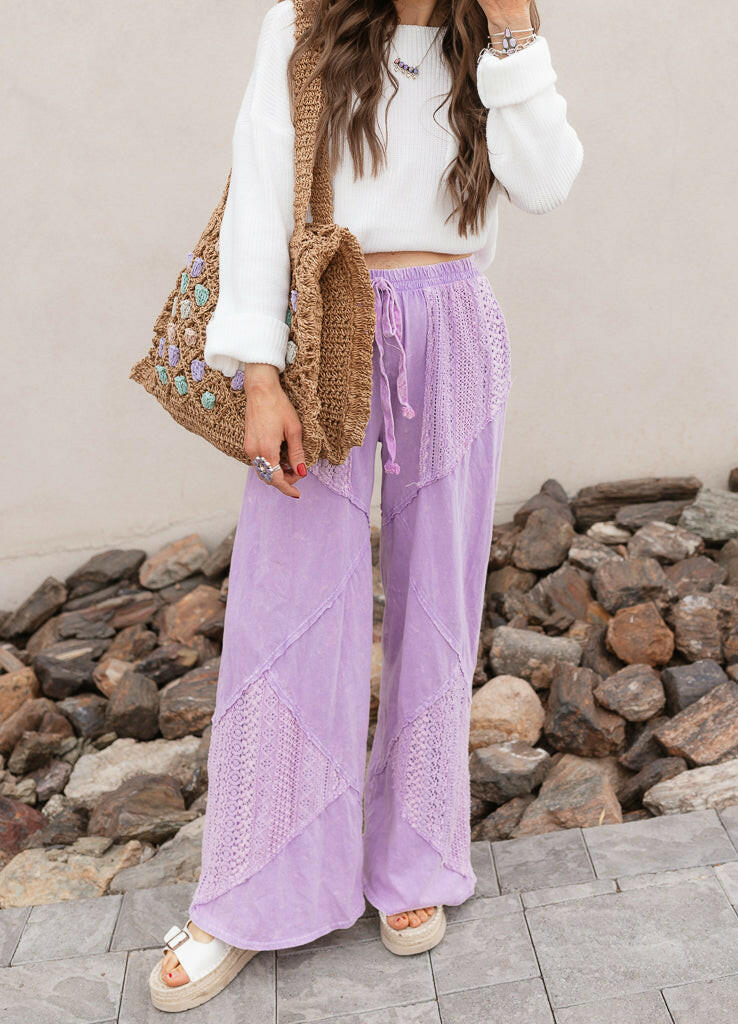 Palomino Sky Boho Lace Wide-Leg Pants-Bottoms-Krush Kandy, Women's Online Fashion Boutique Located in Phoenix, Arizona (Scottsdale Area)