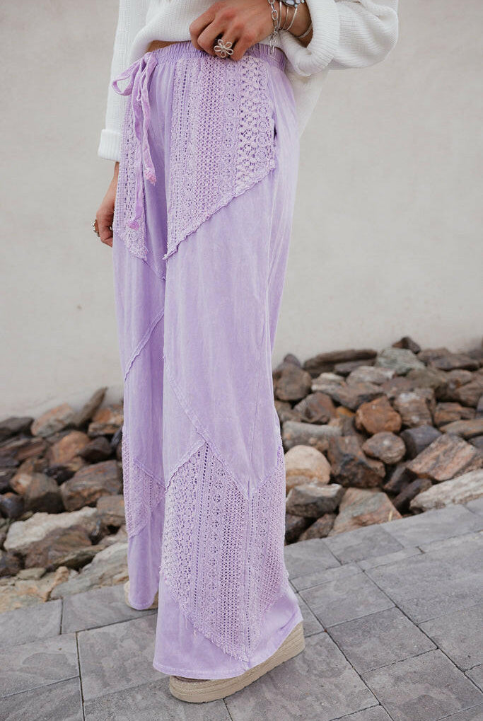 Palomino Sky Boho Lace Wide-Leg Pants-Bottoms-Krush Kandy, Women's Online Fashion Boutique Located in Phoenix, Arizona (Scottsdale Area)