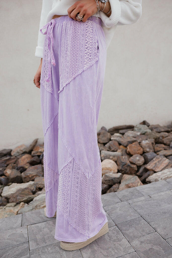 Palomino Sky Boho Lace Wide-Leg Pants-Bottoms-Krush Kandy, Women's Online Fashion Boutique Located in Phoenix, Arizona (Scottsdale Area)