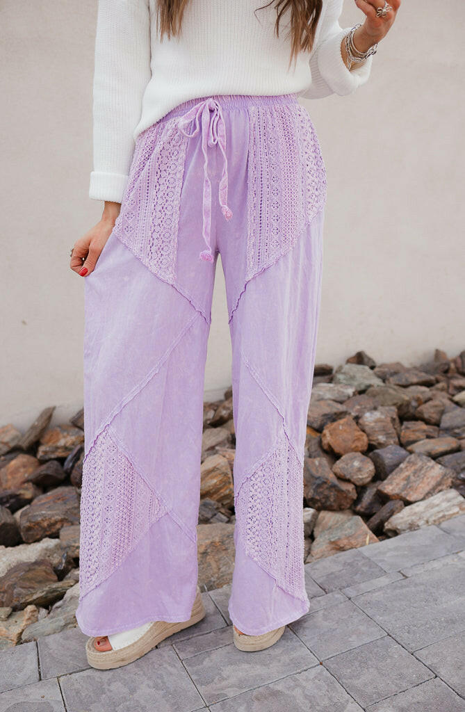 Palomino Sky Boho Lace Wide-Leg Pants-Bottoms-Krush Kandy, Women's Online Fashion Boutique Located in Phoenix, Arizona (Scottsdale Area)