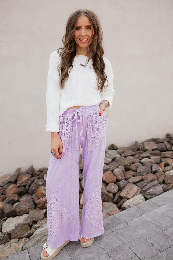 Palomino Sky Boho Lace Wide-Leg Pants-Bottoms-Krush Kandy, Women's Online Fashion Boutique Located in Phoenix, Arizona (Scottsdale Area)