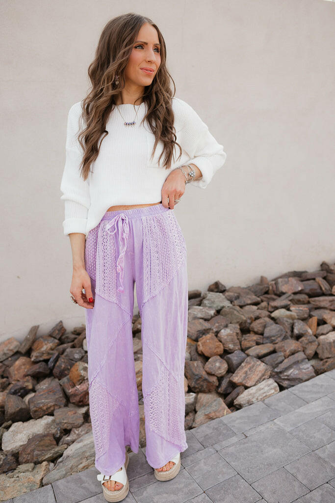 Palomino Sky Boho Lace Wide-Leg Pants-Bottoms-Krush Kandy, Women's Online Fashion Boutique Located in Phoenix, Arizona (Scottsdale Area)