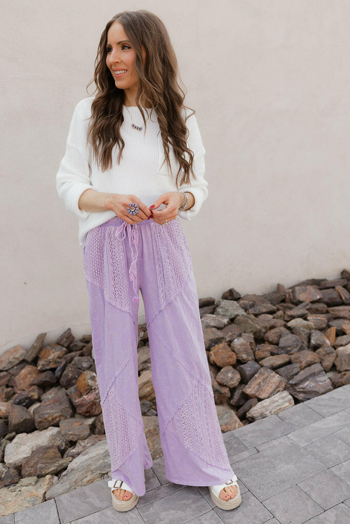 Palomino Sky Boho Lace Wide-Leg Pants-Bottoms-Krush Kandy, Women's Online Fashion Boutique Located in Phoenix, Arizona (Scottsdale Area)