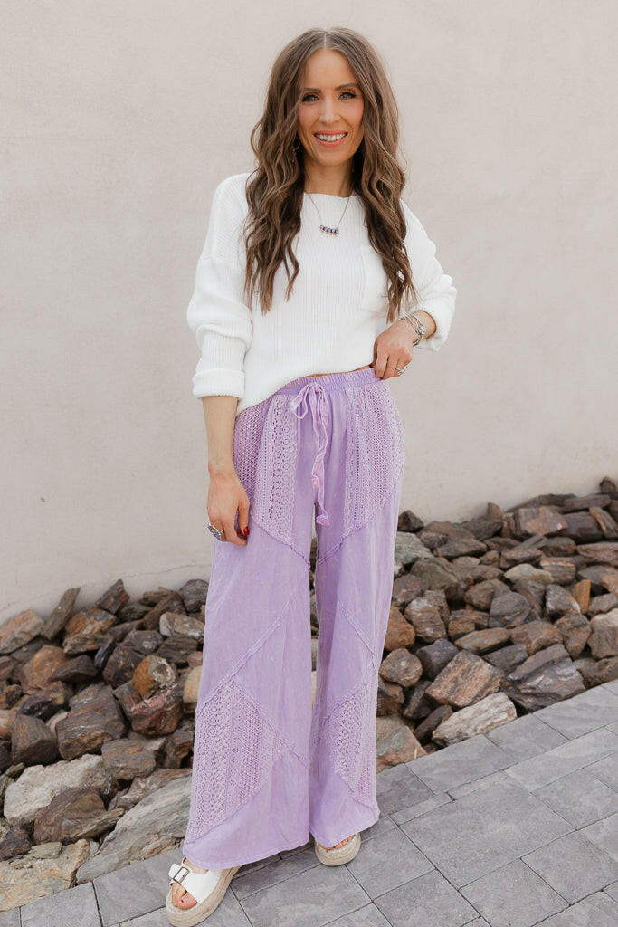 Palomino Sky Boho Lace Wide-Leg Pants-Bottoms-Krush Kandy, Women's Online Fashion Boutique Located in Phoenix, Arizona (Scottsdale Area)
