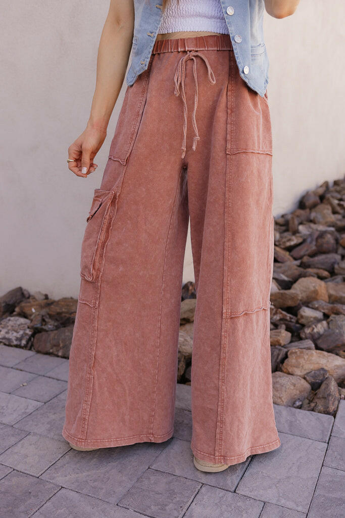 EASEL Midnight at Coachella Mineral Washed Knit Pants-Bottoms-Krush Kandy, Women's Online Fashion Boutique Located in Phoenix, Arizona (Scottsdale Area)
