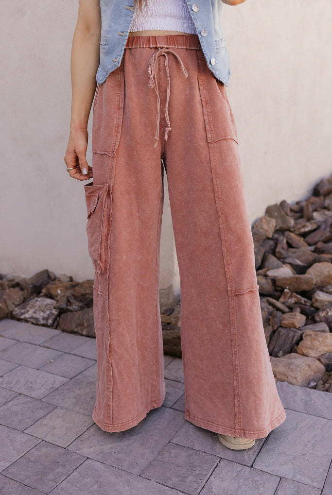 EASEL Midnight at Coachella Mineral Washed Knit Pants-Bottoms-Krush Kandy, Women's Online Fashion Boutique Located in Phoenix, Arizona (Scottsdale Area)