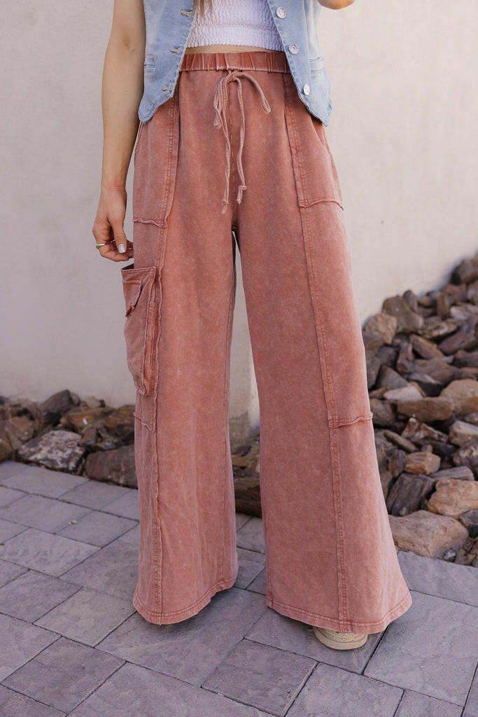 EASEL Midnight at Coachella Mineral Washed Knit Pants-Bottoms-Krush Kandy, Women's Online Fashion Boutique Located in Phoenix, Arizona (Scottsdale Area)