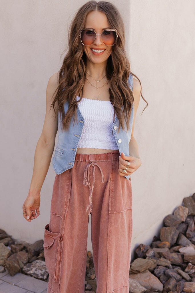 EASEL Midnight at Coachella Mineral Washed Knit Pants-Bottoms-Krush Kandy, Women's Online Fashion Boutique Located in Phoenix, Arizona (Scottsdale Area)