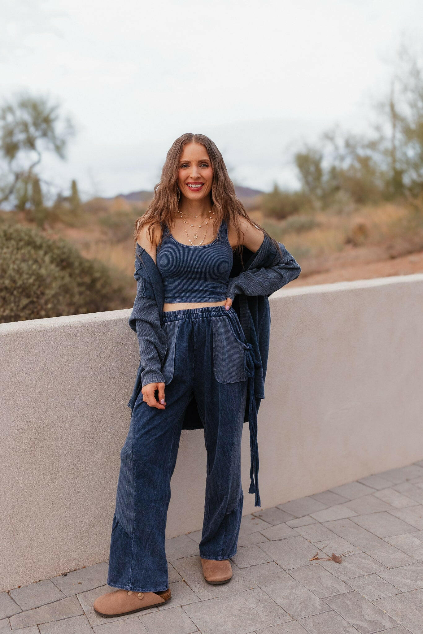 J.HER Mineral Wash Side Ribbon Bow pants-Pants-Krush Kandy, Women's Online Fashion Boutique Located in Phoenix, Arizona (Scottsdale Area)