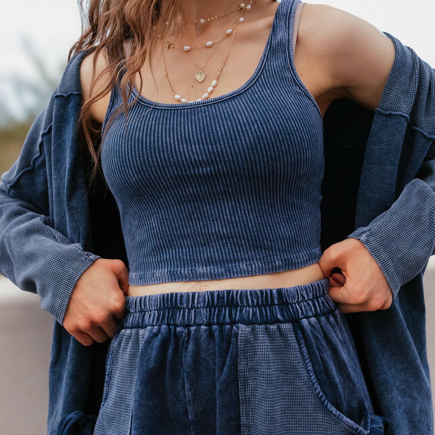 J.HER Mineral Wash Ribbed Brami Tank Cropped Top-Tops-Krush Kandy, Women's Online Fashion Boutique Located in Phoenix, Arizona (Scottsdale Area)