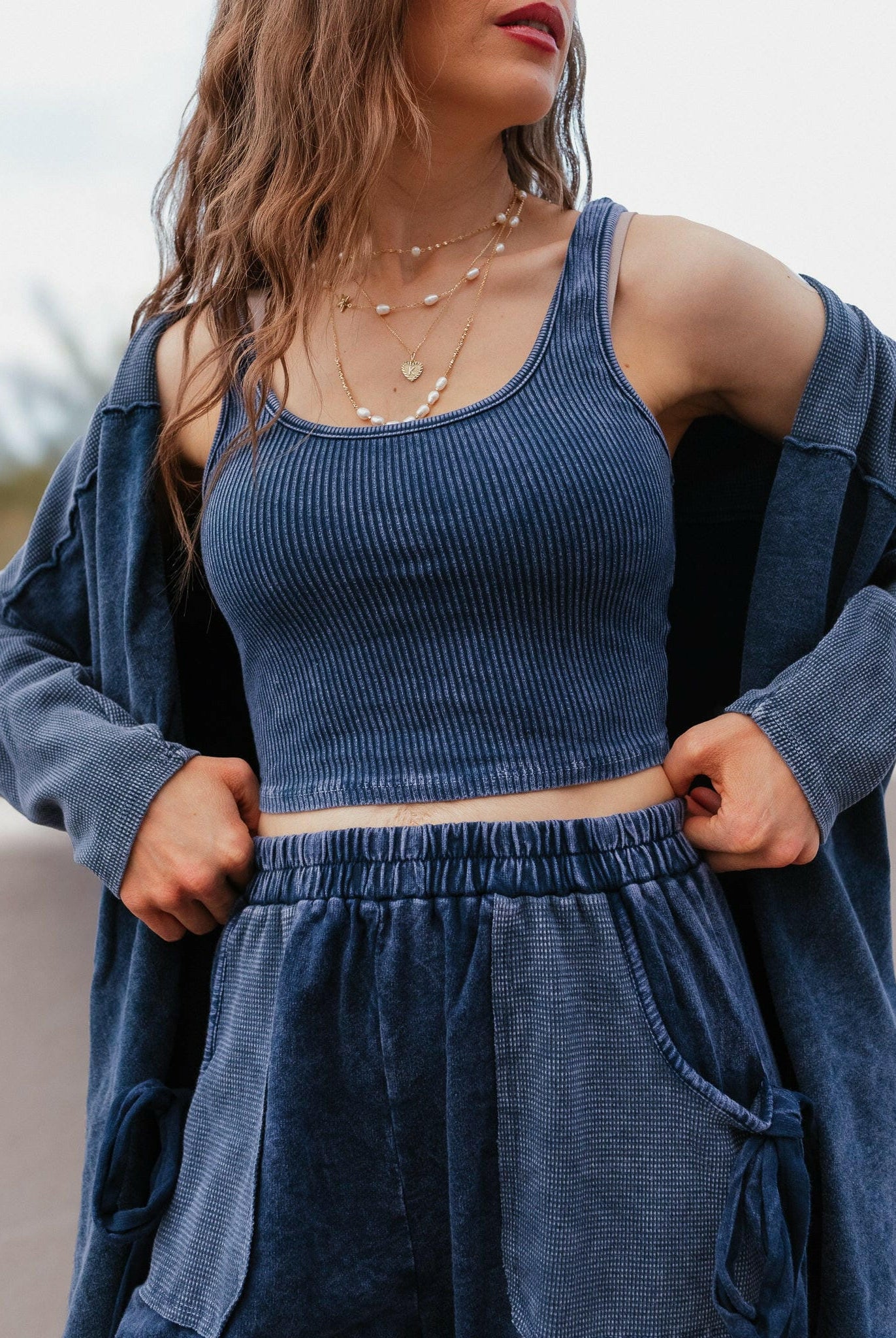 J.HER Mineral Wash Ribbed Brami Tank Cropped Top-Tops-Krush Kandy, Women's Online Fashion Boutique Located in Phoenix, Arizona (Scottsdale Area)