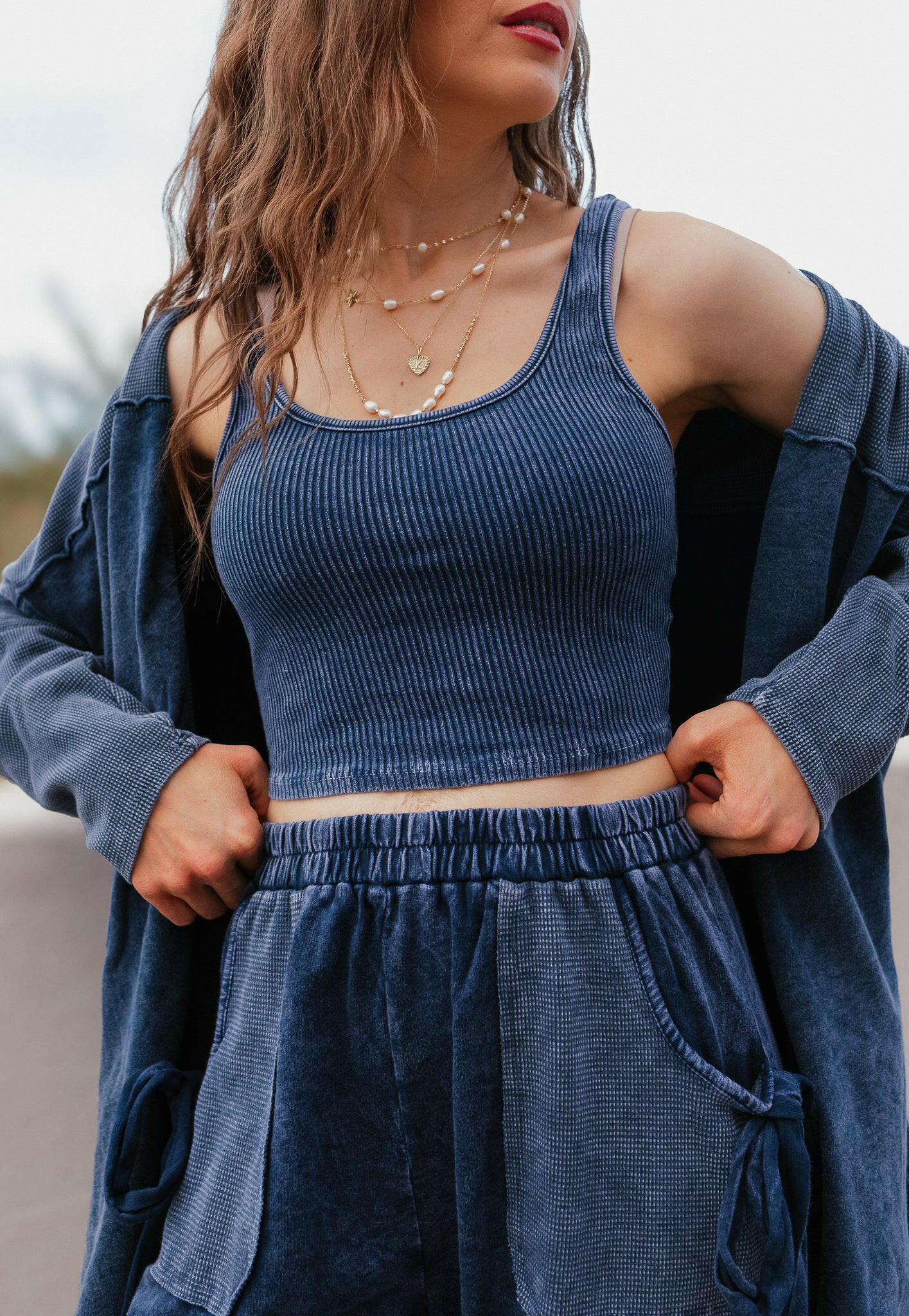 J.HER Mineral Wash Ribbed Brami Tank Cropped Top-Tops-Krush Kandy, Women's Online Fashion Boutique Located in Phoenix, Arizona (Scottsdale Area)