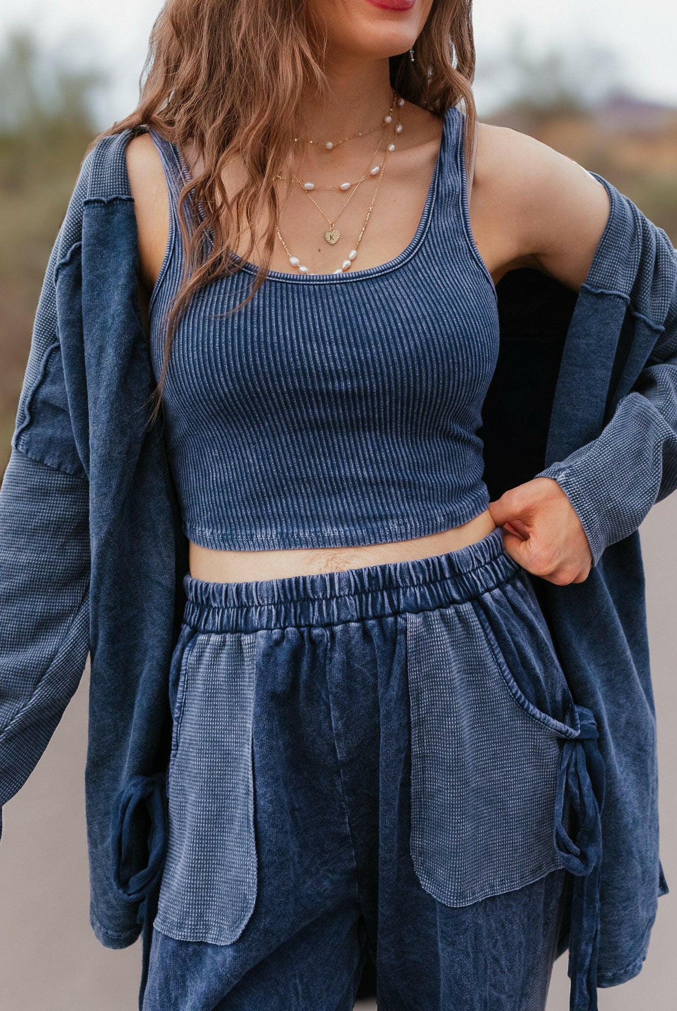 J.HER Mineral Wash Ribbed Brami Tank Cropped Top-Tops-Krush Kandy, Women's Online Fashion Boutique Located in Phoenix, Arizona (Scottsdale Area)