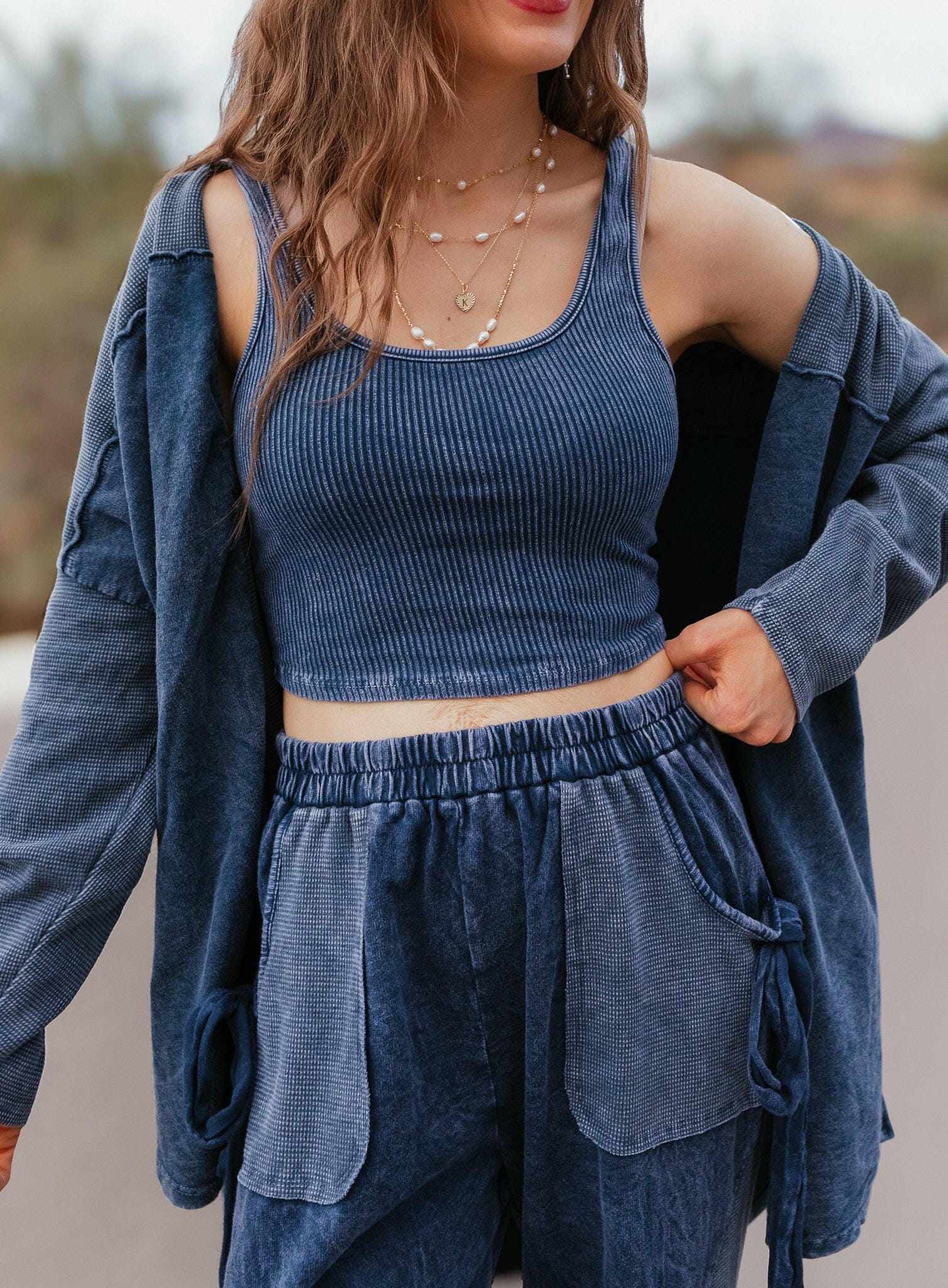 J.HER Mineral Wash Ribbed Brami Tank Cropped Top-Tops-Krush Kandy, Women's Online Fashion Boutique Located in Phoenix, Arizona (Scottsdale Area)