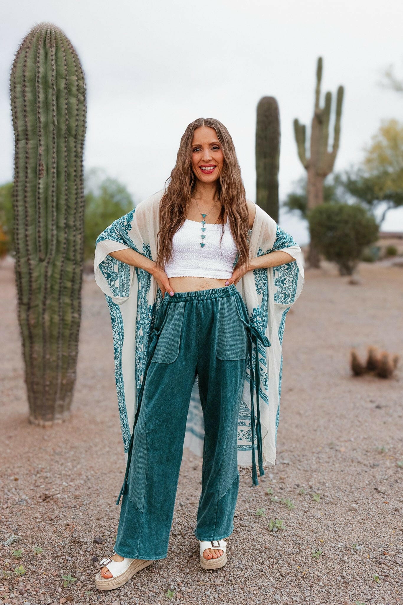 J.HER Mineral Wash Side Ribbon Bow pants-Pants-Krush Kandy, Women's Online Fashion Boutique Located in Phoenix, Arizona (Scottsdale Area)