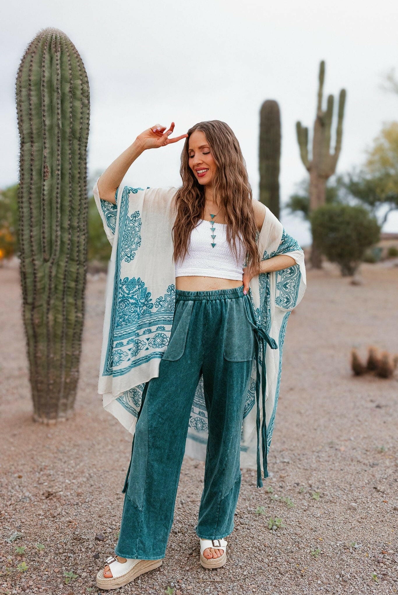 J.HER Mineral Wash Side Ribbon Bow pants-Pants-Krush Kandy, Women's Online Fashion Boutique Located in Phoenix, Arizona (Scottsdale Area)
