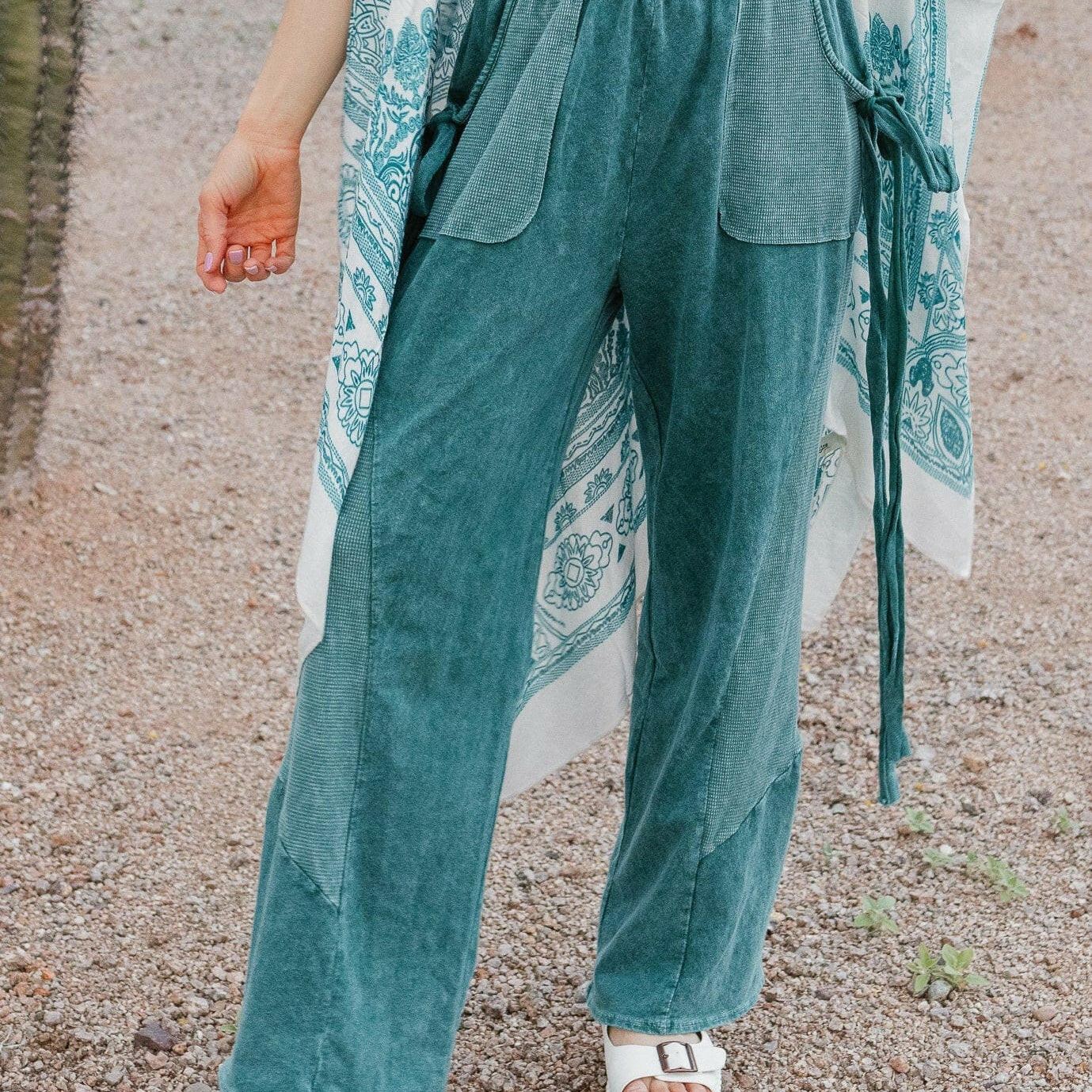 J.HER Mineral Wash Side Ribbon Bow pants-Pants-Krush Kandy, Women's Online Fashion Boutique Located in Phoenix, Arizona (Scottsdale Area)