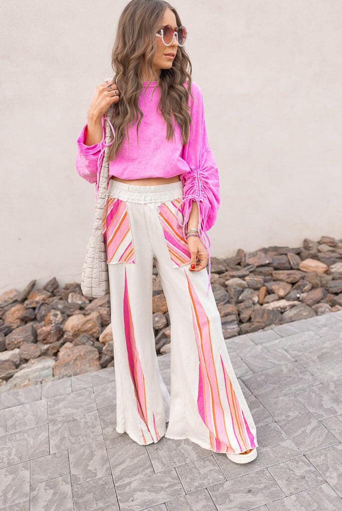 Boho Breeze Striped Wide-Leg Pants-Bottoms-Krush Kandy, Women's Online Fashion Boutique Located in Phoenix, Arizona (Scottsdale Area)