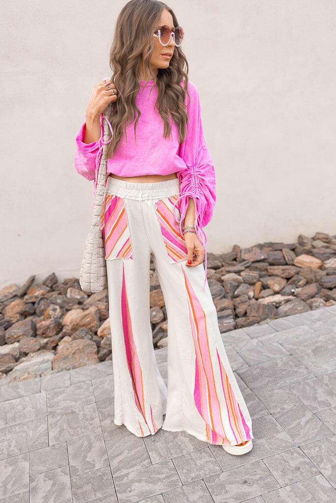 Boho Breeze Striped Wide-Leg Pants-Bottoms-Krush Kandy, Women's Online Fashion Boutique Located in Phoenix, Arizona (Scottsdale Area)