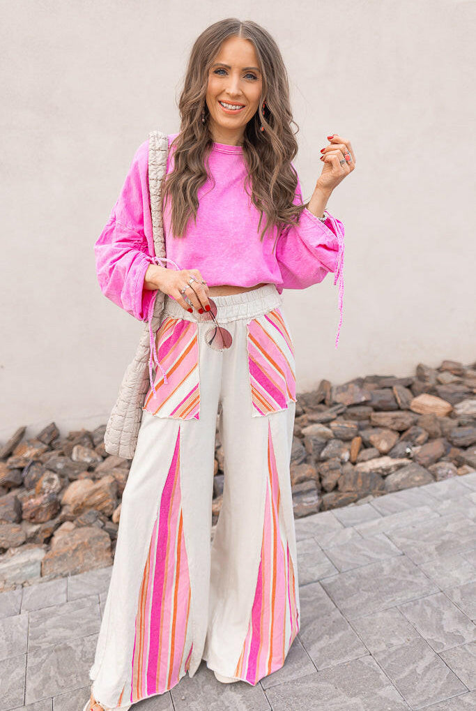 Boho Breeze Striped Wide-Leg Pants-Bottoms-Krush Kandy, Women's Online Fashion Boutique Located in Phoenix, Arizona (Scottsdale Area)