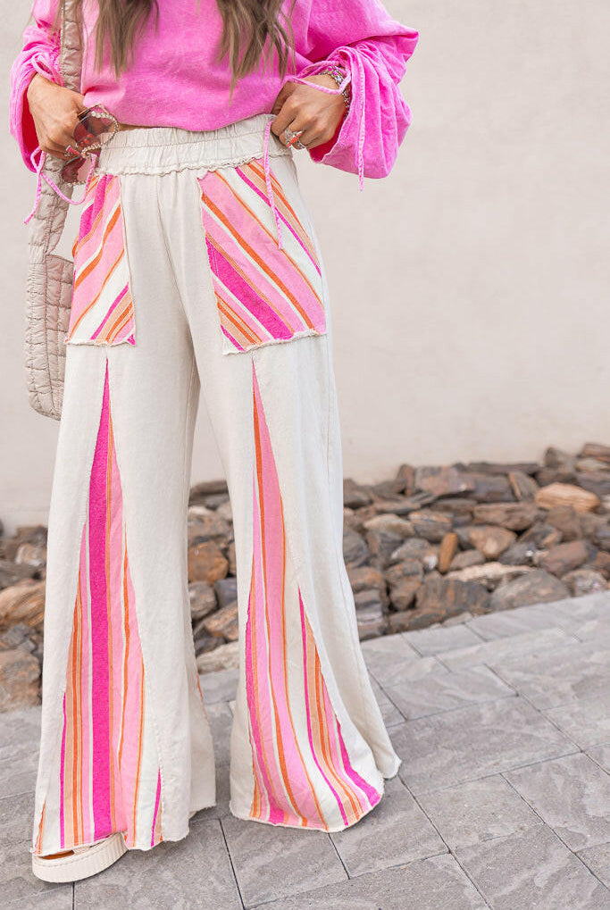 Boho Breeze Striped Wide-Leg Pants-Bottoms-Krush Kandy, Women's Online Fashion Boutique Located in Phoenix, Arizona (Scottsdale Area)