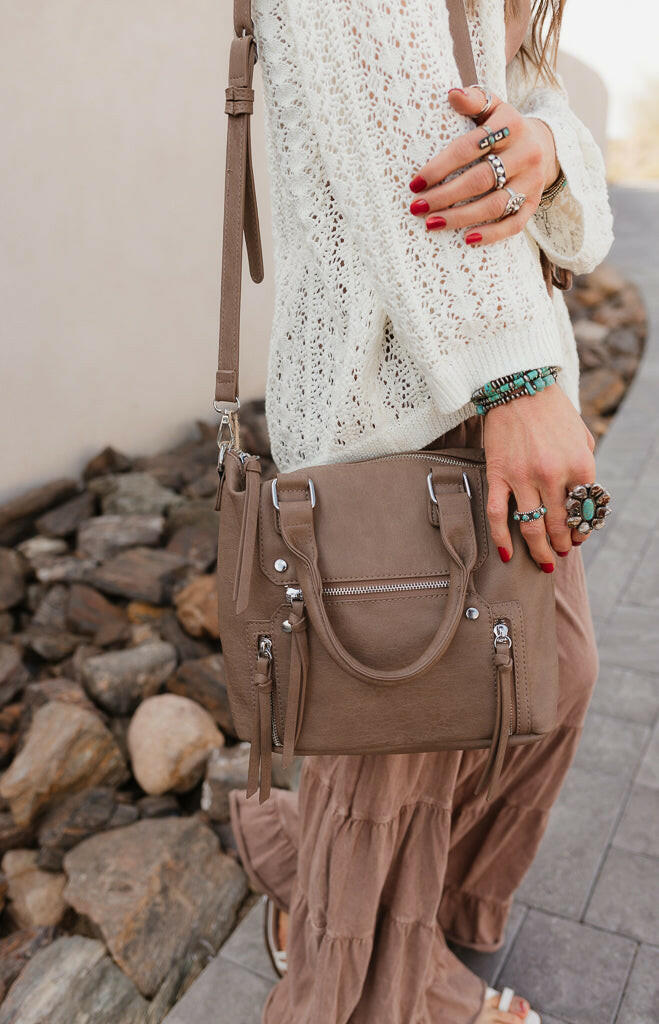 Fashion Smooth Zipper Handle Tote Bag-Krush Kandy, Women's Online Fashion Boutique Located in Phoenix, Arizona (Scottsdale Area)