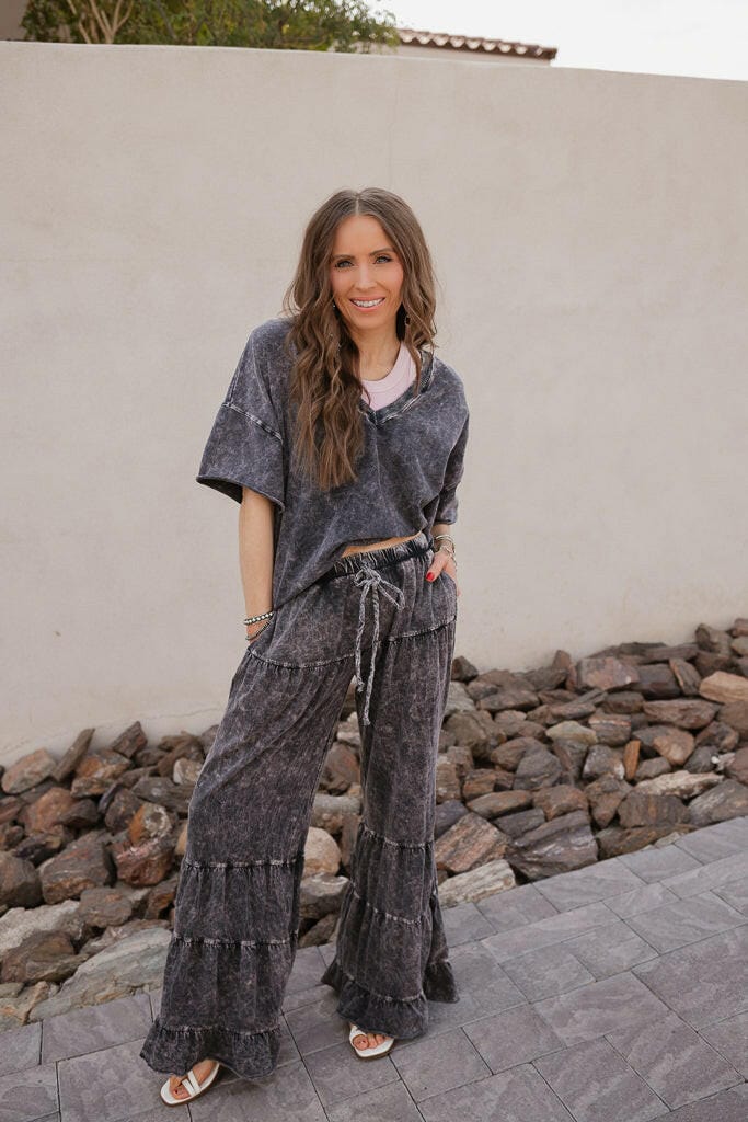 Rambling Rose Mineral Wash Flare LoungePants-Pants-Krush Kandy, Women's Online Fashion Boutique Located in Phoenix, Arizona (Scottsdale Area)