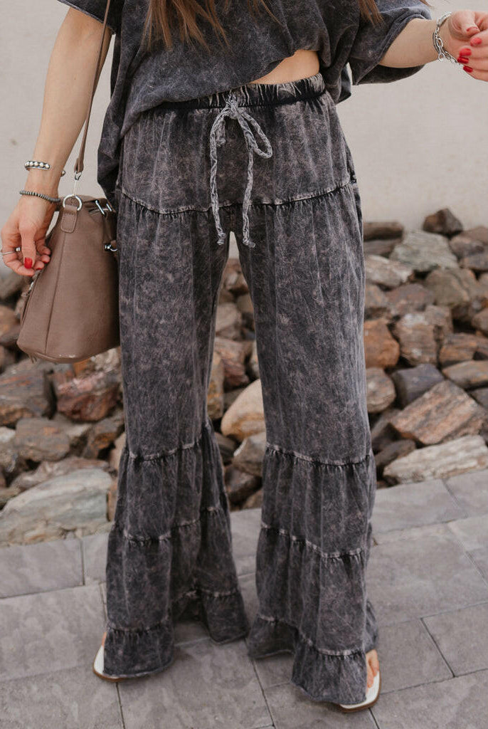 Rambling Rose Mineral Wash Flare LoungePants-Pants-Krush Kandy, Women's Online Fashion Boutique Located in Phoenix, Arizona (Scottsdale Area)